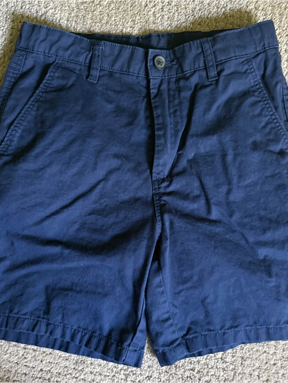 H&M Navy Flat-Front Chino 100% Cotton Shorts